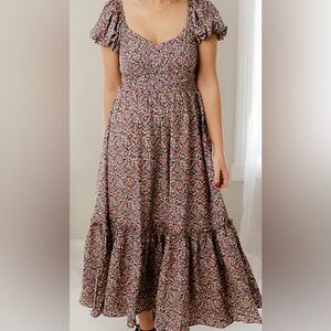 Pinch Floral Puff Dress